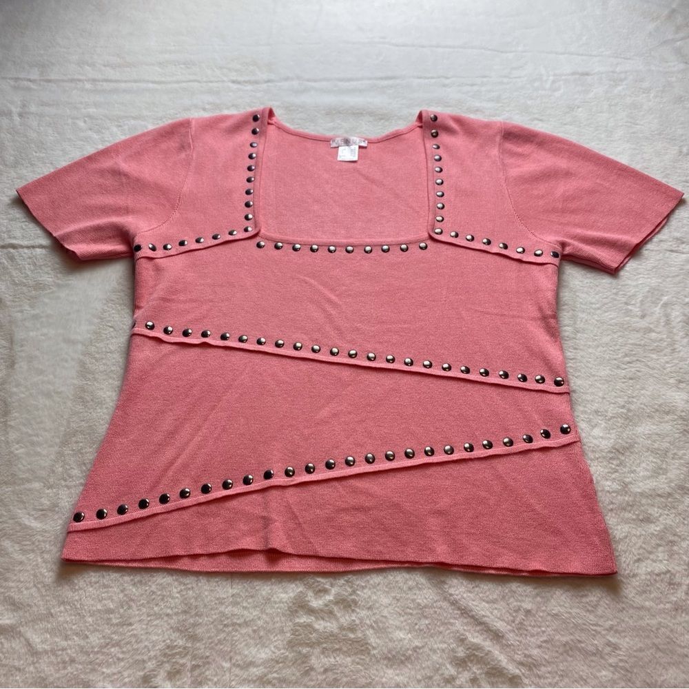 Venus Coral Square Neck Knit Top Size XL
